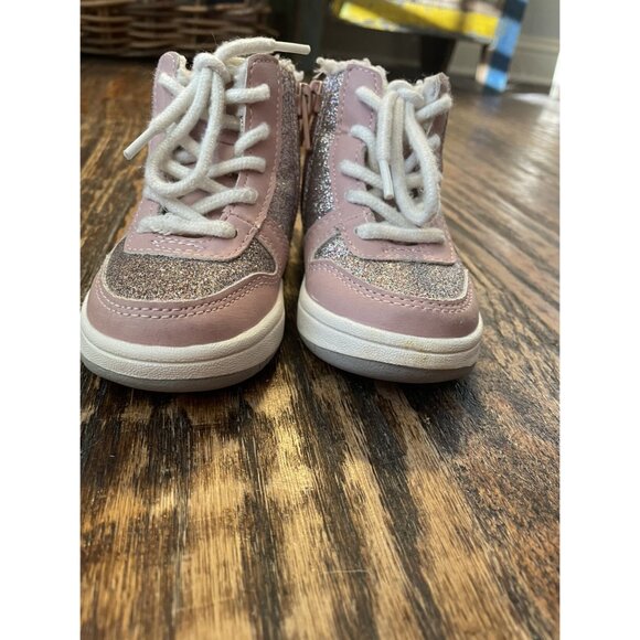 H&M Toddler Girls Pink Sparkle Hightop Sneakers Size 4/5 - Picture 2 of 7